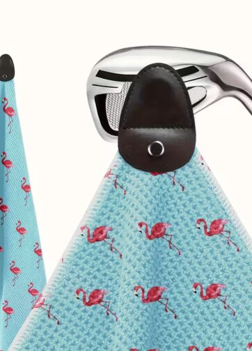Waffle Weave Microfiber Magnetic Golf Towel with Flamingo Pattern