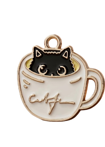 Adorable Tea Cup Black Cat Magnetic Needle Minder