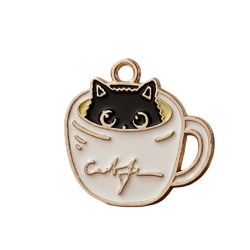 Adorable Tea Cup Black Cat Magnetic Needle Minder