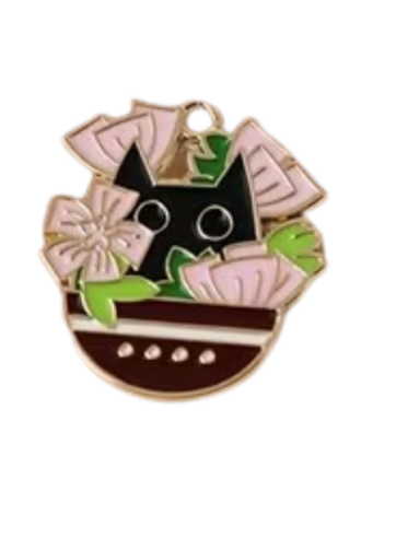 Cat Hiding in Pink Flowers Magnetic Needle Minder
