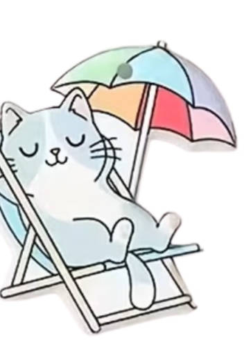 Grey Cat Relaxing in a Beach Chair Magnetic Needle Minder