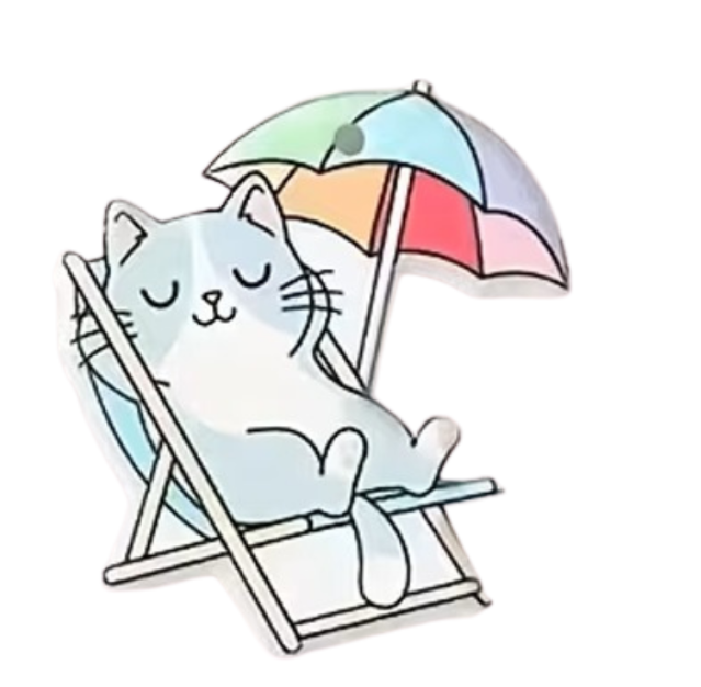Grey Cat Relaxing in a Beach Chair Magnetic Needle Minder