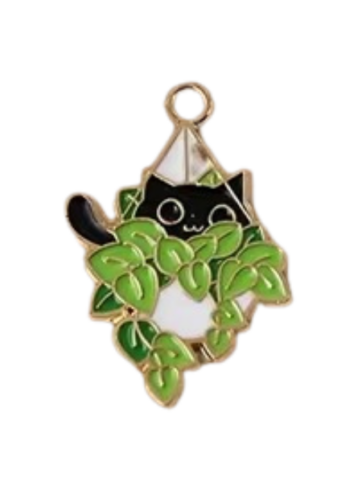 Black Cat in Hanging Plant Needle Minder