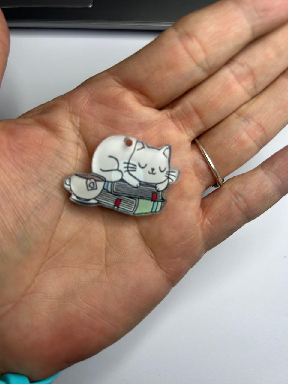 Sleeping Cat on a Pile of books Magnetic Needle minder - Image 4