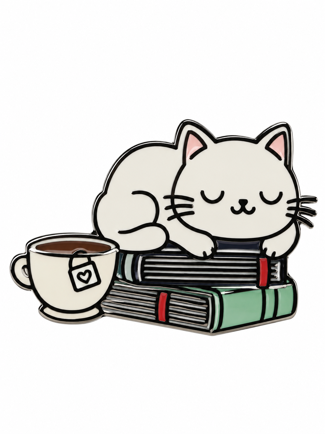 Sleeping Cat on a Pile of books Magnetic Needle minder